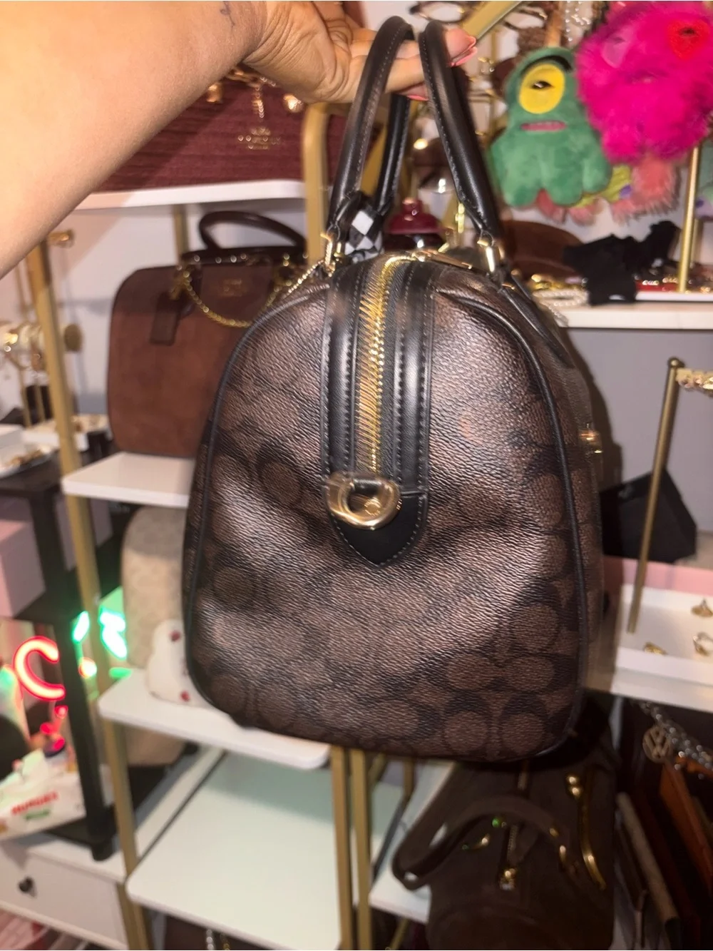 Coach chestnut signature jaquard Large Rowan